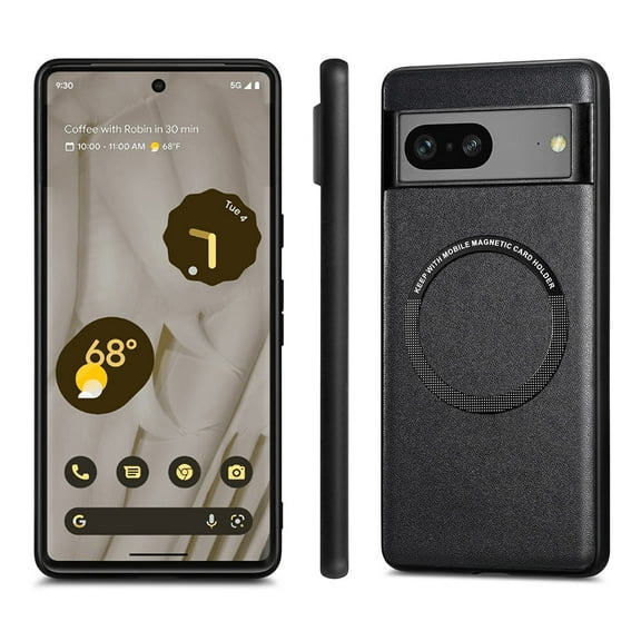 Magnetic Case Compatible with Pixel 7 Pro Case Magsafe PU Leather Anti-Drop Shockproof Case for Google Pixel 7 Pro 2022 5G,Black