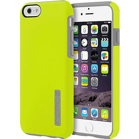 Incipio DualPro Hard Shell Case with Impact Absorbing Core - Back cover for cell phone - polycarbonate, TPE, Plextonium, dLAST - gray, lime - for Apple iPhone 6,