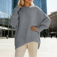 thumbnail image 2 of Essentials Women's Sweater Oversized Solid Chuny Knitted Long Sleeve Crewneck Loose Fit Warm Sweaters Grey, 2 of 5