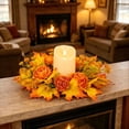 thumbnail image 6 of Roiihwy Fall Candle Rings Floral Wreaths Autumn Harvest Sunflowers, Leaves Berries Wreath Mini Thanksgiving Table Centerpiece Wreath for Pillar Cabinets Farmhouse Front Door Decoratio, 6 of 6