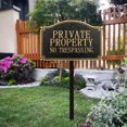 Private Property No Trespassing Sign Solid Metal Cast Yard Plaque