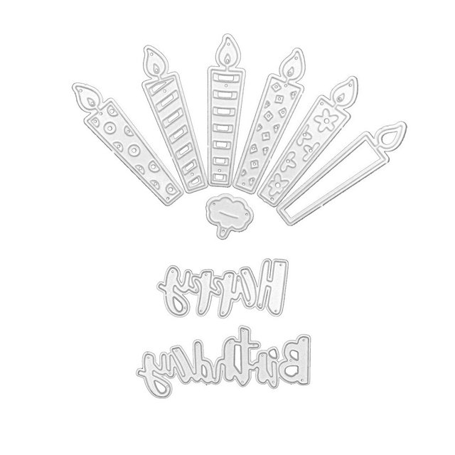 MasteelfCA 2 Sets Birthday Theme Cutting Dies High-carbon Steel Stencils Embossing Template