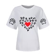 thumbnail image 5 of TKLPEHG Western Tops For Women Short Sleeve T Shirts Crew Neck Fashion Casual Loose Dog Paw Print Graphic Tee Summer Comfy Outfits (White,S), 5 of 5