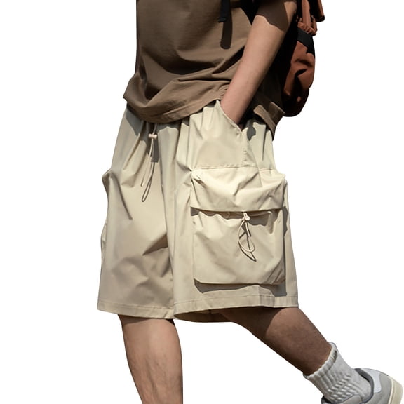 CAIVO Men's Cargo Shorts Casual Elastic Waist Relaxed Fit Knee Length Pure Color Lightweight Hiking Workwear Father's Day Outdoor Bottoms With Pockets