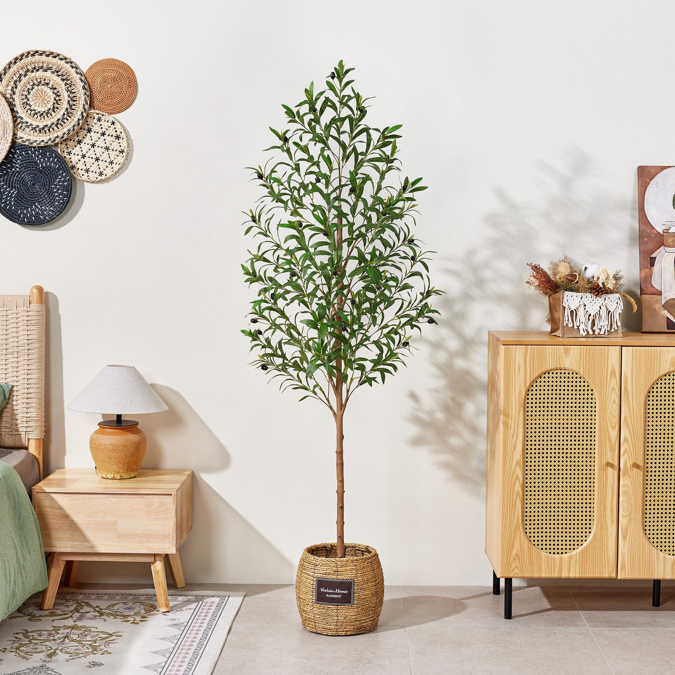 DR.Planzen Artificial Olive Tree 6 ft Tall Faux Floor Plant in Black Pot - Realistic Greenery with Adjustable Branches and Fruits - Indoor Home Office Decor for Living Room Apartment Workspace