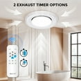 thumbnail image 2 of Akicon Bathroom Exhaust Fan with RGB LED Mode, 110 CFM 1.5 Sone Ultra Quiet Bathroom Vent Fan with 3CCT Light & Nightlight, Ceiling Mount, Remote Control, Round, White, 2 of 10