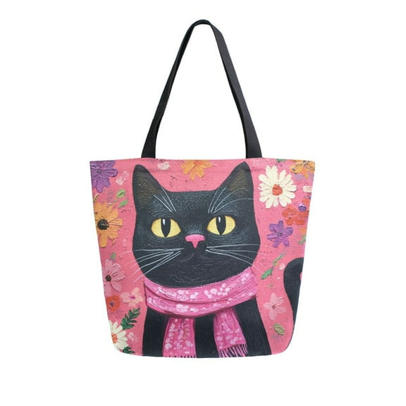 DIXRUYEE Tote Bag Women Weekender Travel Bag Shoulder Handbag Friendly Black Cat Printed