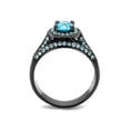 thumbnail image 3 of 2.65 Ct Sea Blue Cz Halo Gray Stainless Steel Wedding Ring Set Women's Size 6, 3 of 7