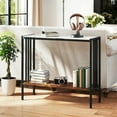 thumbnail image 5 of Resenkos 36-Inch 2-Tier Industrial Console Table - Sturdy Sintered Stone Top, Stylish Accent Piece, White + Rustic Brown + Black, 5 of 8