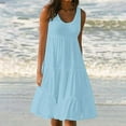 thumbnail image 1 of FcBaudy Robes d'Été pour Femmes, Robes pour Femmes, Jupe pour Femmes Robe d'Été pour Femmes à Col Rond Imprimée Sans Manches Robe de Plage pour Femmes Jupe en Coton, 1 of 8