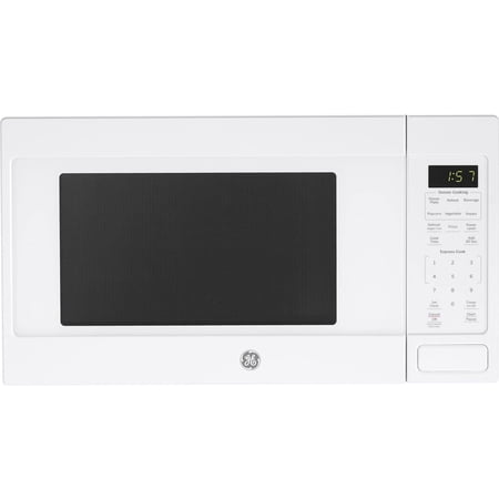 GE GCST16S1WWW Microwave Oven, 1,150-watt Capacity, Cubic, 8 Auto Cooking Settings, Kitchen Essentials for the Countertop, Dorm Room or Apartment, White, Child-Lock Technology 1.6 Cu. Ft