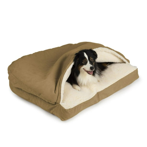 Snoozer Luxury Rectangle Cozy Cave Dog Bed with Microsuede, Medium - Camel - Walmart.com
