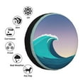 thumbnail image 6 of DouZhe Waterproof Spare Tire Cover, Minimalist Ocean Sea Wave Prints Adjustable Wheel Covers Fit for Jeep Trailer RV SUV Car, 15 inch, 6 of 7
