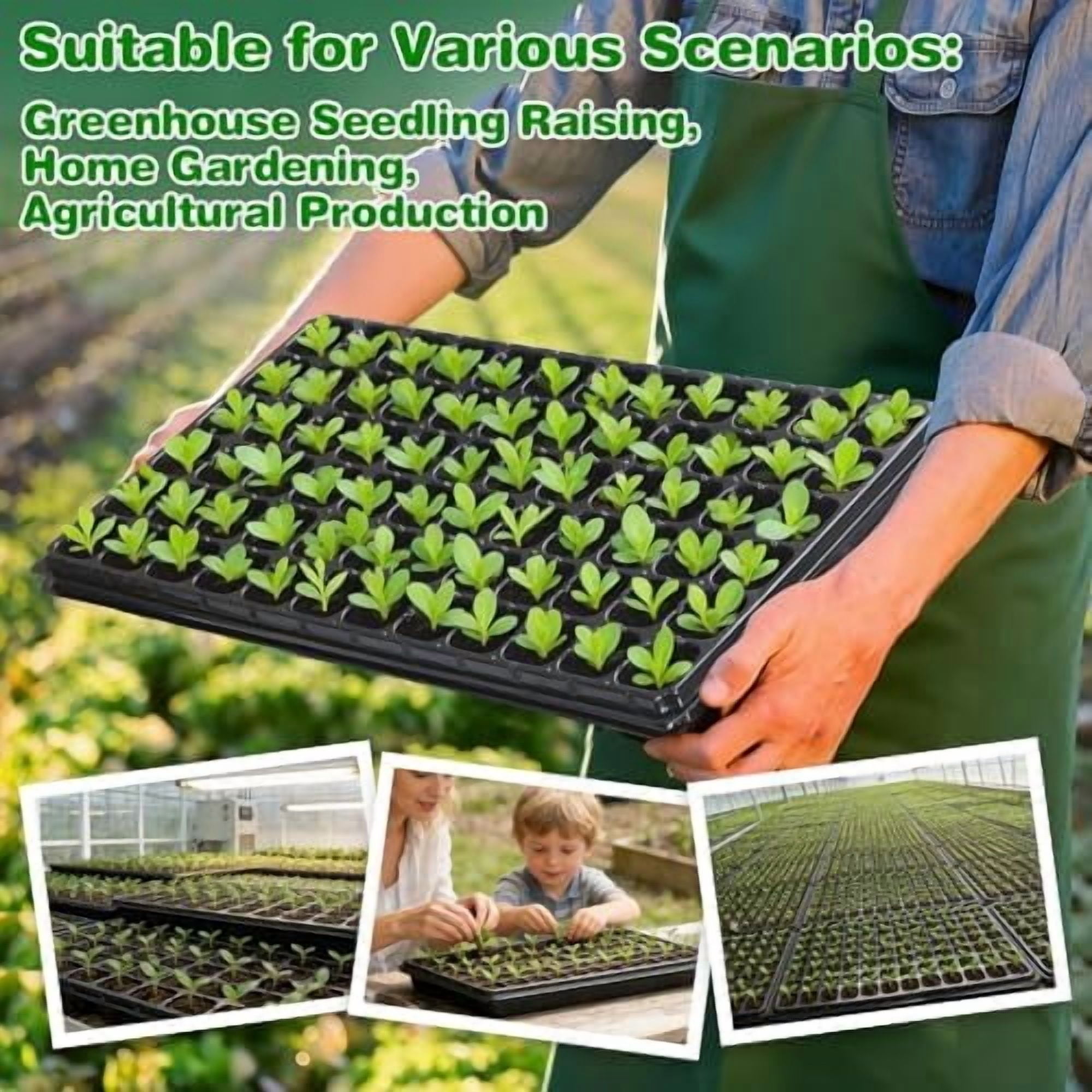 72-Cell Seed Trays with Drainage Trays-10 Sets 20 Packs-1020 Durable Plastic Plant Tray for Seed Germination（21x11x1.81 in）