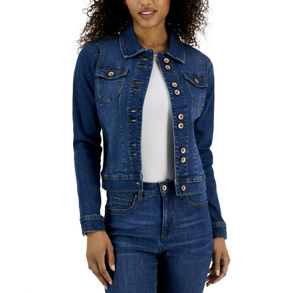 Anne Klein Jeans Women's Button Up Long Sleeve Denim Jacket Blue Wash Size 6