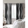 thumbnail image 3 of Black Stripes Blackout Curtains, Light Blocking Print Window Curtains, Modern Simple Greyish Gradient Lines Thermal Insulated Window Drapes for Living Room Kitchen Cafe 2 Panels, 104"W x 52"L, 3 of 9