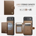 thumbnail image 4 of for iPhone Air Wallet Case with Detachable Magnetic Card Holder, PU Leather + TPU, RFID Blocking Kickstand 2-in-1 Shockproof Drop Protective Phone Case with Magnetic Buckle, Brown, 4 of 12