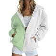 thumbnail image 1 of Timegard Zip up Hoodies for Women Long Sleeve Color Block Sweatshirts Fall Winter Loose Comfy Jacket, 1 of 5