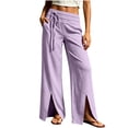 thumbnail image 6 of Pants for Women with Pockets 100% Cotton Fashion Elastic Waist Casual Straight Leg Pants, 6 of 6
