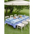 thumbnail image 4 of Outdoor Tablecloth with Umbrella Hole for Patio/Picnic/Party/Camping, Ocean Archor Waterproof Table Cloth Rectangle Table Cover Washable, Summer Rustic Nautical Coastal Beach Blue Stripes (60"x 84"), 4 of 8