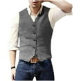 thumbnail image 2 of LODIENY Mens Vintage Tweed Suit Vest Sleeveless Retro V Neck Casual Wool Waistcoat for Wedding Groomsmen Men's Slim Fit Formal Vest Silver XXL, 2 of 7