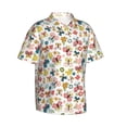 thumbnail image 3 of Xecao Butterfly Flowers print Hawaiian shirt - a stylish short-sleeve button-down for men, perfect for casual beach and tropical outings., 3 of 9