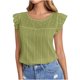 thumbnail image 1 of Camiseta sin mangas con volantes y costuras huecas informales de Color sólido con cuello redondo de verano para mujer Pompotops hfajkhk136916, 1 of 1