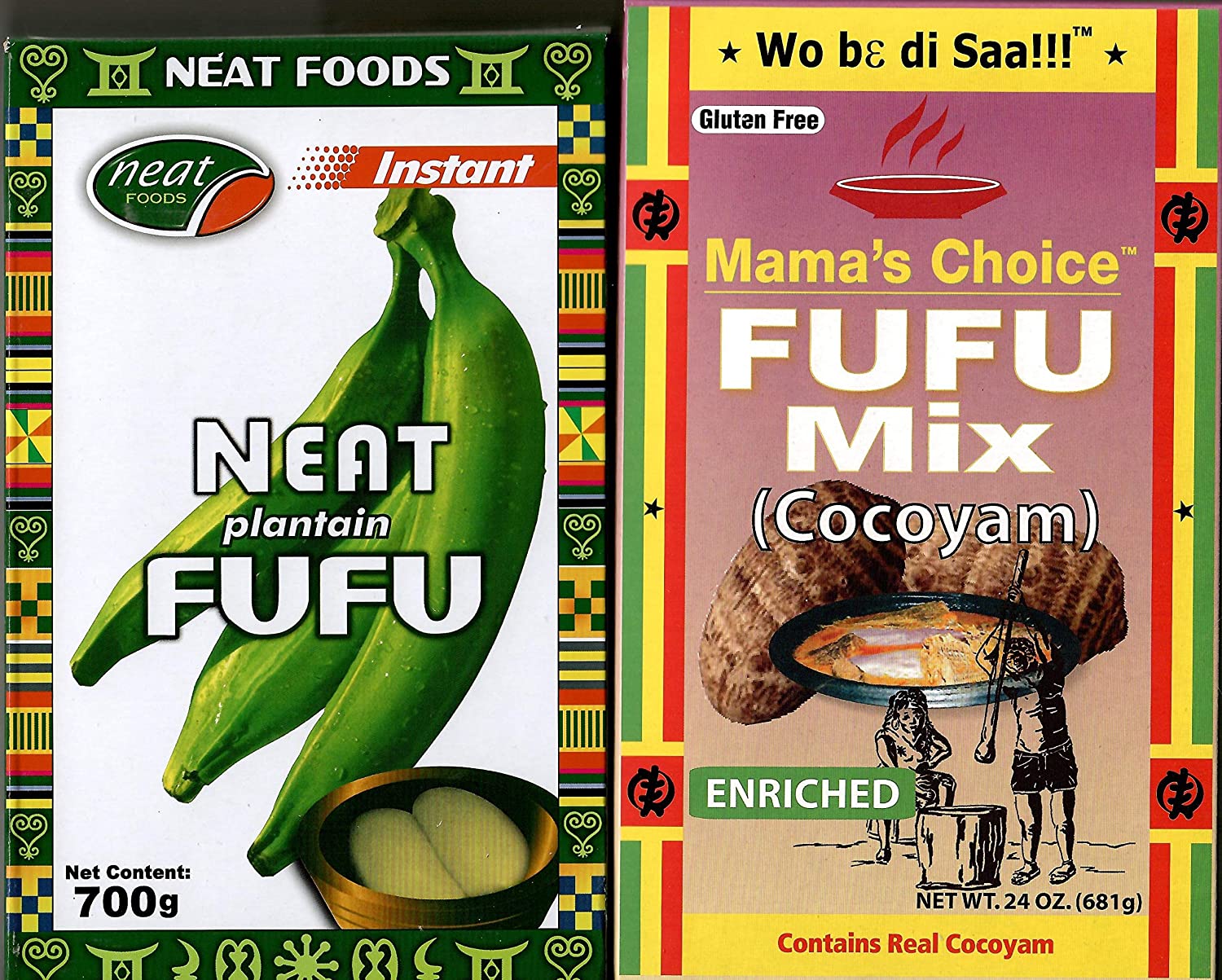 Plantain Fufu Flour (700g) and Cocoyam Fufu Flour (681g) Combination