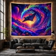 thumbnail image 6 of Manta Ray in a Cosmic Ocean Wave with Purple Planet and Sunset, Mystical Psychedelic for Ocean Lovers, Fantasy Wall Art Decor, Halloween Gift Tapestry Wall Hanging for Bedroom and Dorm, 6 of 7