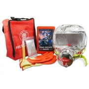 Go Time Gear | Deluxe Fire Escape Kit with 60 Minute Smoke Mask, Heat Reflective Mylar Thermal Blanket, Heat Resistant Gloves, and Bright Glow Stick