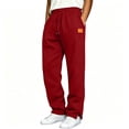 thumbnail image 2 of TKKCS Mens Baggy Straight Sweatpants Split Ankle Cuffs Casual Relaxed Fit Elastic Drawstring Waist Joggers with Side Pockets Red 3XL, 2 of 6