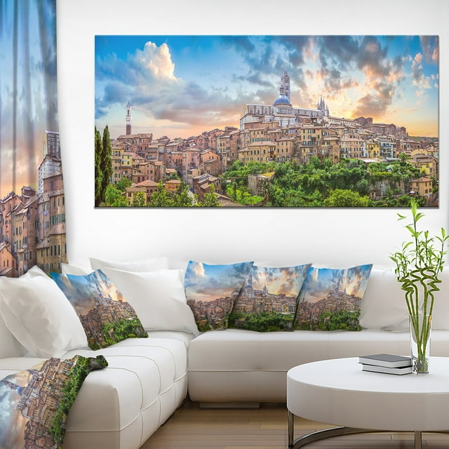 Historic City of Siena Panoramic View - Landscape Canvas Art Print