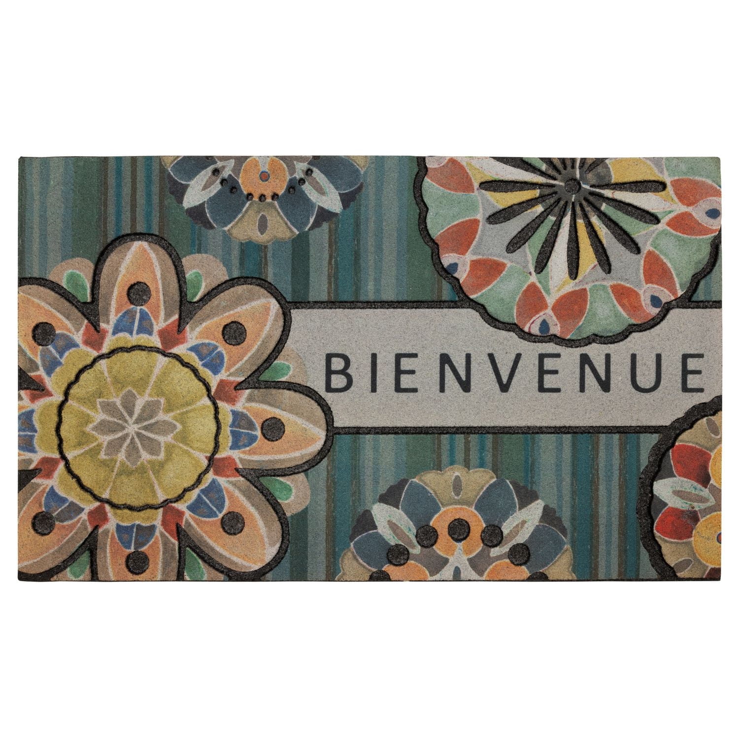 Mainstays Playful Medallion Polyester Doormat, 18" x 30", Play Medallion Doormat 18x30