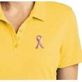 thumbnail image 3 of Womens Sequin Breast Cancer Ribbon Patch Moisture-Wicking Polo Shirt, 4XL Deep Black, 3 of 5