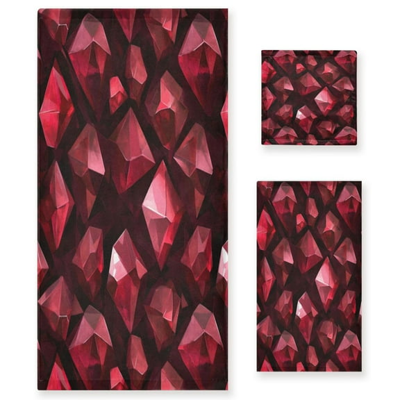 Three-Piece Towel Set Face Towel Towel Set Hand Towel Bath Towel Cotton Bath Towels Bath Towel Sets Hand Bath Towels Red Gem