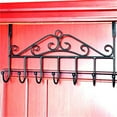 thumbnail image 4 of Over Door Hanger with 7 Hooks,Metal Over The Door Towel Hook,Decorative Overdoor Organizers,Hanging Storage Rack for Hat,Coats, Purses, Scarves, Clothes ,Jackets,Belt,Bedroom,Bathroom,Closet (Black), 4 of 8
