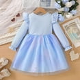 thumbnail image 6 of hengsof Girls Cute Printed Long Sleeve Crew Neck Party Dress for 3-10 Years Old Mesh Layered Princess Dress Sweet Holiday Party Princess Dress, 6 of 8