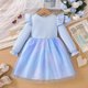 thumbnail image 5 of Vestido de cuello redondo y manga larga para niñas Vestido de cuello redondo y manga larga para niñas Falda de malla elegante Vestido de princesa elegante para niñas pequeñas Vestido de poliéster para, 5 of 7