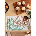 thumbnail image 5 of Teal Red Coral Placemats Set of 4, Summer Ocean Nautical Coastal Rustic Burlap Placemats for Dining Table, Place Mats for Kitchen Tabletop, Waterproof Wipeable Dining Table Mats Set, 5 of 9