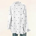 thumbnail image 5 of Women Lapel Collar Shirt, Fashion Heart Print Long Sleeve Button Down Tops, Loose Fits Versatile Blouses with Pockets，White,L, 5 of 7