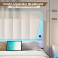 thumbnail image 2 of Queen Size Bed Frame with Storage Drawers and LED Lights, Upholstered Platform Bed, Adjustable Headboard Height, No Box Spring Required, Cream White, 2 of 8