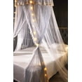 thumbnail image 5 of Princess Bed Canopy for Girls Double Layer Sheer Mesh Dome Elegant Embroidery Lace Mosquito Net Bed Curtain for Full Queen King Bed with led Stars String Lights(Grey/White), 5 of 14