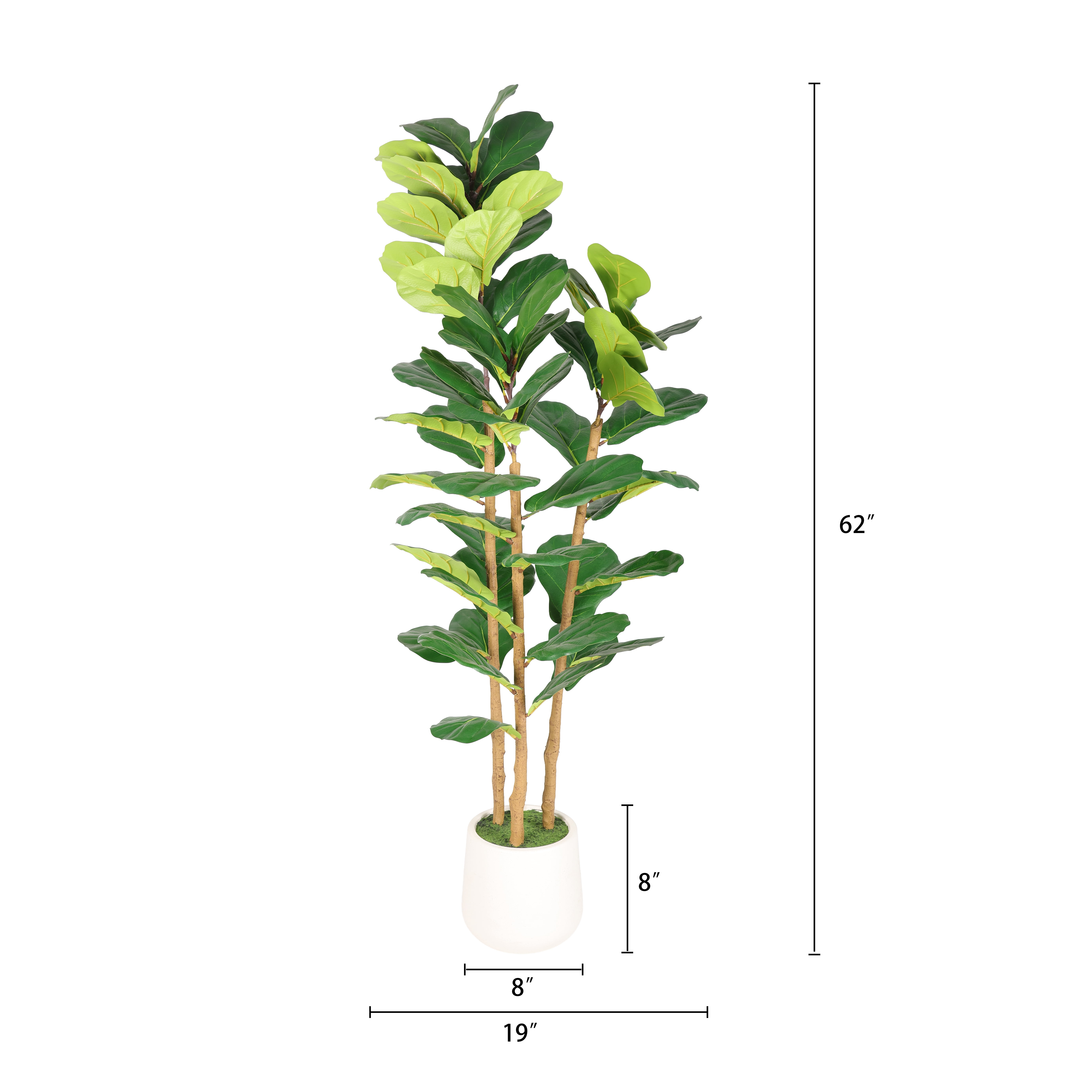 5.2FT Artificial Fiddle Leaf Fig Tree with White Planter Pot,Leaves Lifelike Fake Indoor Plant for Home Office Living Room Decoration