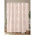 thumbnail image 4 of Fsddascl Pink Flowers Shower Curtain Set - 66" x 72" Washable Bathtub Curtain with 12 Hooks, Baroque Scroll Floral Damask Pattern Art Waterproof Fabric Stall Shower Curtains for Bathroom/Bathtub, 4 of 6