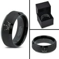 thumbnail image 4 of Tungsten Crown Royalty King Queen Diamond Circle Band Ring 8mm Men Women Comfort Fit Black Beveled Edge Brushed Polished, 4 of 4