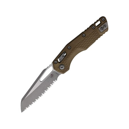 Microtech MSI Pocket Knife 3.88" Fully Serrated Sheepsfoot Bohler M390MK Apocalyptic Blade Polymer Handle Flat Dark Earth
