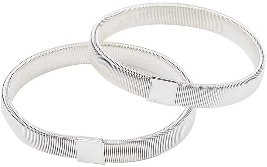 2 PAIRS METAL VINTAGE STYLE SLEEVE HOLDERS GARTERS SILVER & BLACK SHIRT ARM BAND 