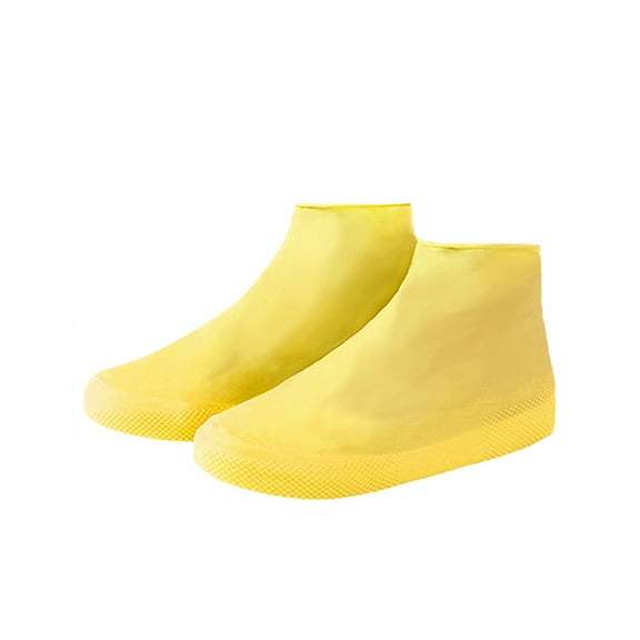 Raindrops Yellow Latex Shoe Covers 1 Pair Waterproof Non-slip Boot Cover for Hiking and Camping L