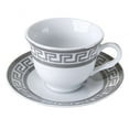 thumbnail image 2 of Euro Porcelain 17-Pc. Vintage 'Silver Greek Key' Tea Cup Coffee Set, Complete Service for 6, 2 of 8