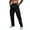 Black, variant on Ayfxijin Men Hiking Pants Solid Color Casual Button Waist Zipper Pockets Outdoors Golf Corset Pants